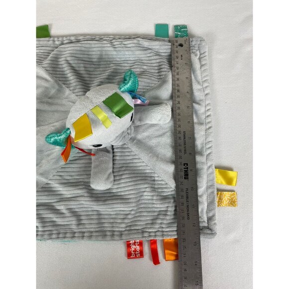 Bright Starts Cuddle N Tags 2-Sided Elephant Lovie Blanket Satin Ribbons Sensory - Picture 9 of 10